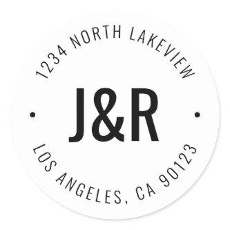 Stylish Editable Bold Monogram & Circular Text Classic Round Sticker