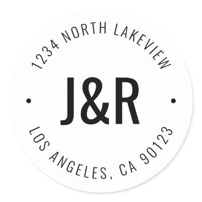 Stylish Editable Bold Monogram & Circular Text Classic Round Sticker