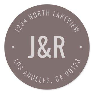 Stylish Editable Bold Monogram & Circular Text Classic Round Sticker