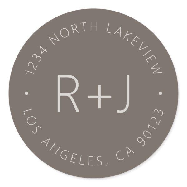 Stylish Editable Monogram & Circular Text Classic Round Sticker