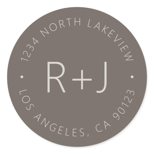 Stylish Editable Monogram & Circular Text Classic Round Sticker