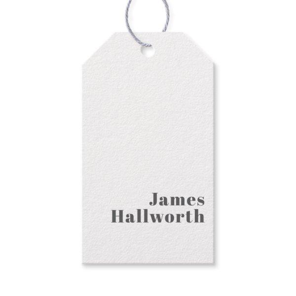 Stylish Editable Retro Modern Text | Grey Gift Tags