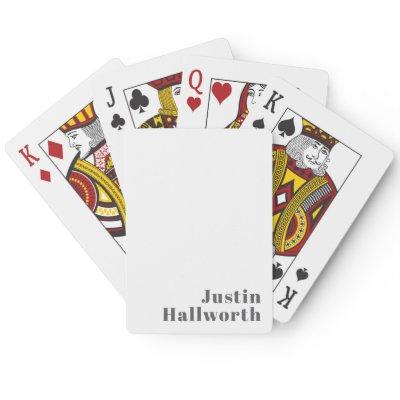 Stylish Editable Retro Modern Text | Grey Poker Cards