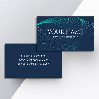 Stylish Elegant Software Developer Sound Wave Blue