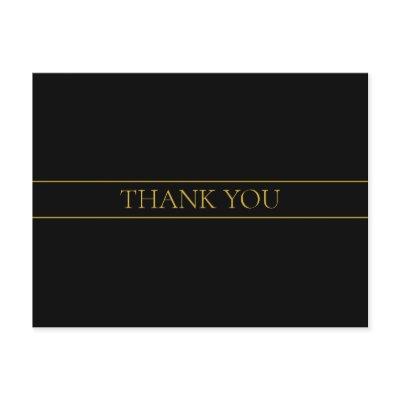 Stylish Elegant Thank You | Gold Text & Stripes Postcard
