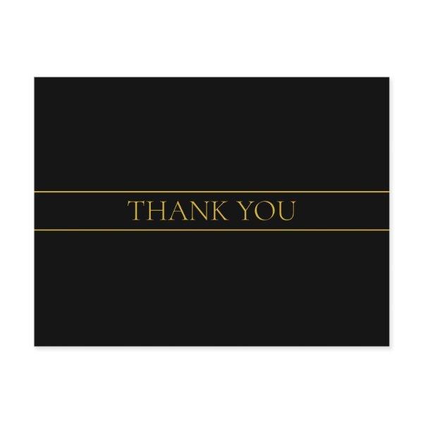 Stylish Elegant Thank You | Gold Text & Stripes Postcard
