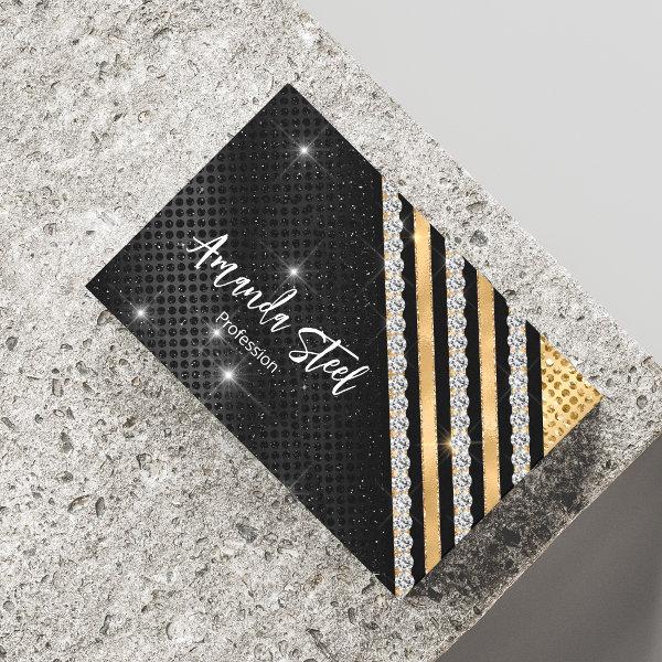 Stylish faux Crystal Gold And black Personalised B  Magnet