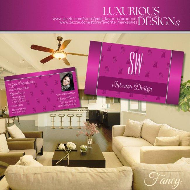 Stylish Girly Pink Modern with Monogram and Photo
