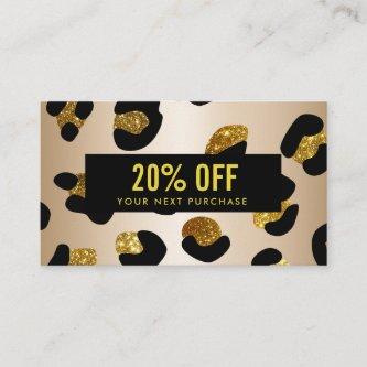 Stylish Glitter Faux Gold  Leopard Coupon Card