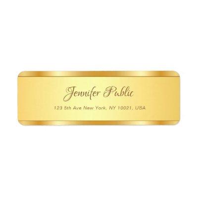 Stylish Gold Calligraphed Name Text Script Modern Label