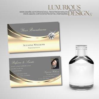 Stylish Gold Gray with Photo and Sparkly Diamond