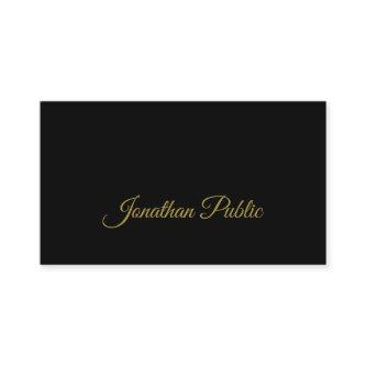 Stylish Gold Handwritten Script Clean Black Plain