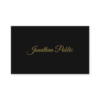 Stylish Gold Handwritten Script Modern Black Plain