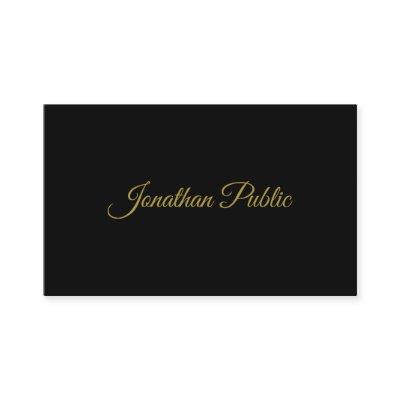 Stylish Gold Handwritten Script Modern Black Plain