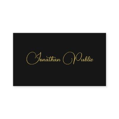 Stylish Gold Handwritten Script Modern Black Plain