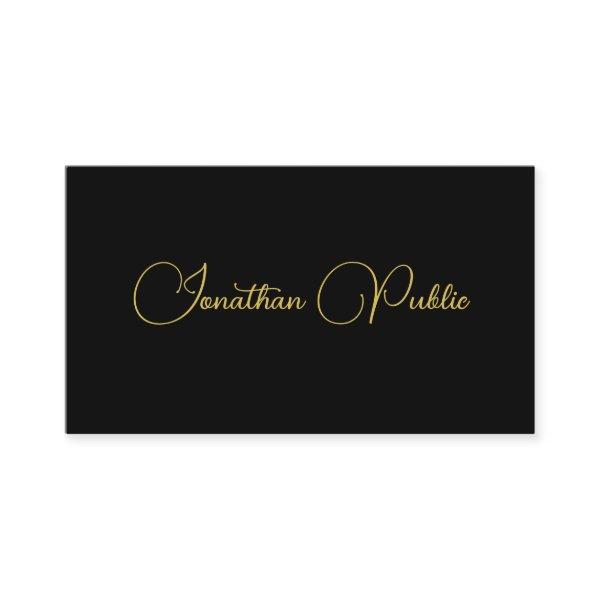 Stylish Gold Handwritten Script Modern Black Plain