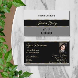 Stylish Gray Borders on Black with Logo and Photo