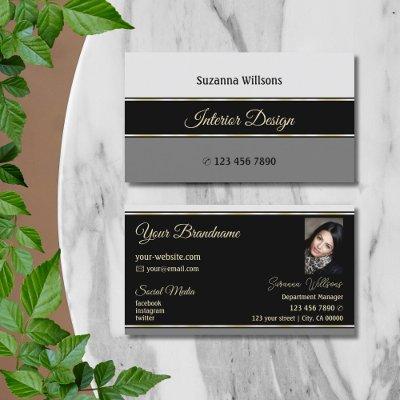 Stylish Gray Borders on Black with Photo Modern