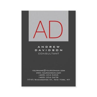 Stylish Gray Stripe Red Monogram