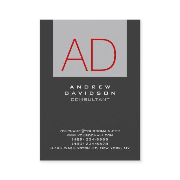 Stylish Gray Stripe Red Monogram