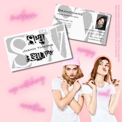 Stylish Gray White Black with Photo and Monogram