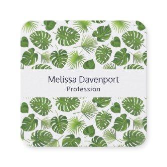 Stylish Green Tropical Leaves Pattern Square