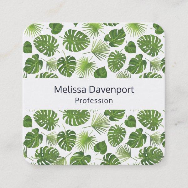 Stylish Green Tropical Leaves Pattern Square