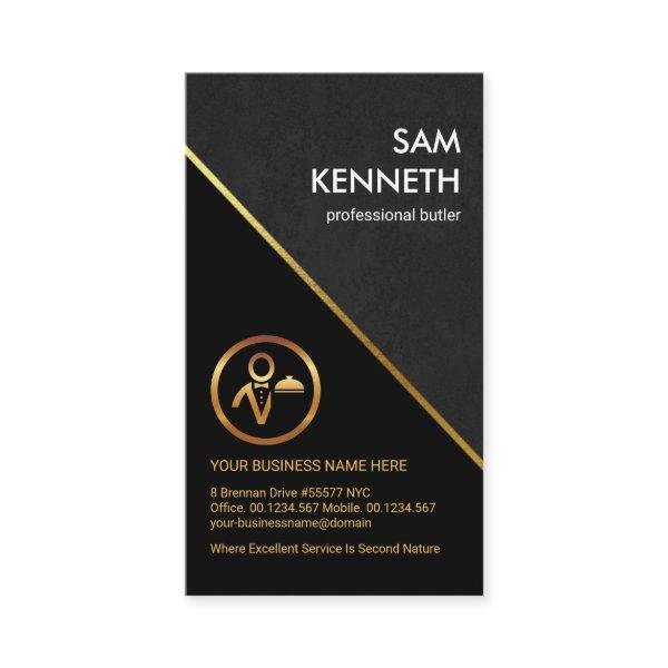 Stylish Grey Grunge Gold Line Professional Butler