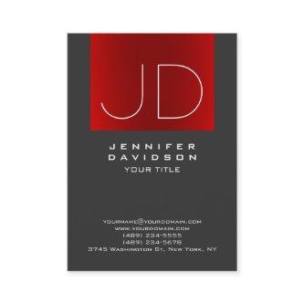 Stylish Grey Red Stripe Monogram Professional
