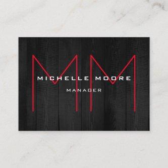 Stylish Grey Wood Huge Red Monogram Modern