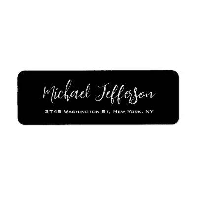 Stylish Handwriting Creative Trendy Black & White Label