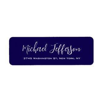 Stylish Handwriting Creative Trendy Dark Blue Label