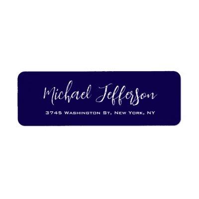 Stylish Handwriting Creative Trendy Dark Blue Label