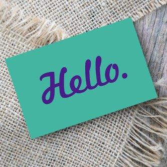Stylish Hello Typography Script Casual Purple