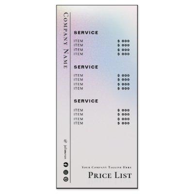 Stylish Holographic Beauty Service Price List Menu