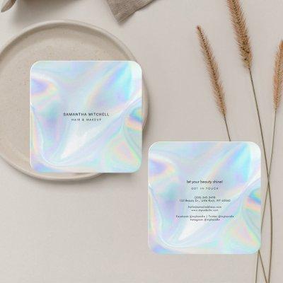 Stylish Holographic Typography Beautician Makeup Square