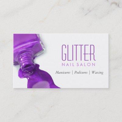 Stylish Hot Purple Glitter Nail Salon Manicure