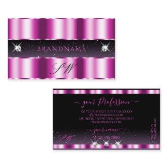 Stylish Lilac Purple Black Sparkle Jewels Initials