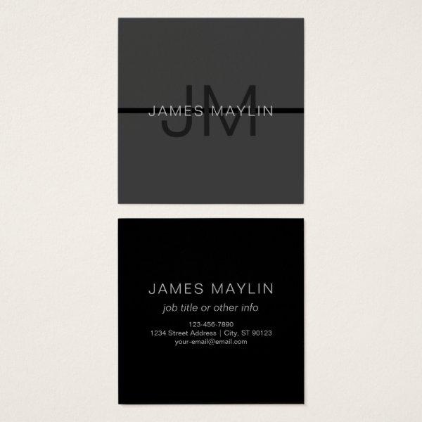 Stylish Masculine Dark Gray Name & Monogram