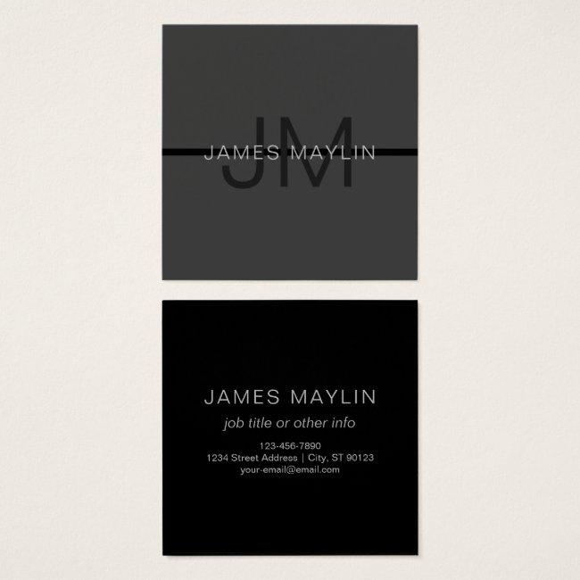 Stylish Masculine Dark Gray Name & Monogram