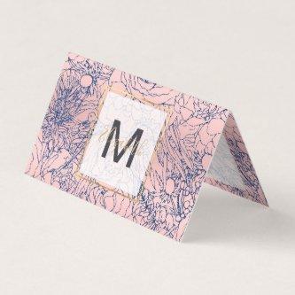 Stylish Metallic Navy Blue and Pink Floral Design
