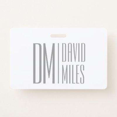 Stylish Minimal & Modern Grey Initials & Name Logo Badge