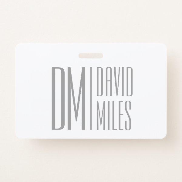 Stylish Minimal & Modern Grey Initials & Name Logo Badge