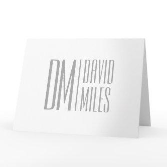Stylish Minimal & Modern Grey Initials & Name Logo Card