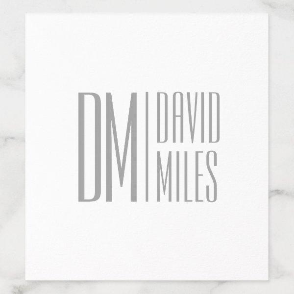 Stylish Minimal & Modern Grey Initials & Name Logo Envelope Liner