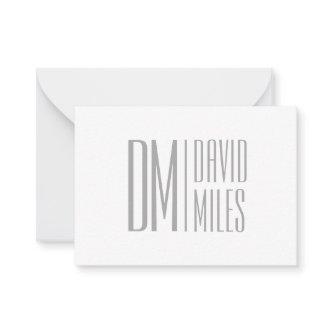 Stylish Minimal & Modern Grey Initials & Name Logo Note Card