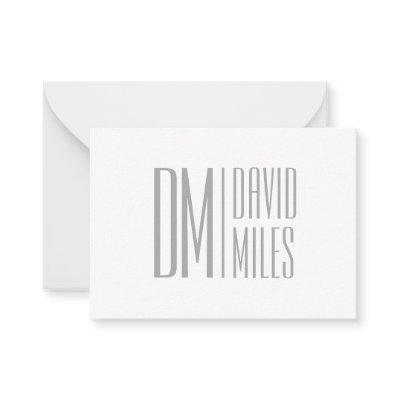 Stylish Minimal & Modern Grey Initials & Name Logo Note Card