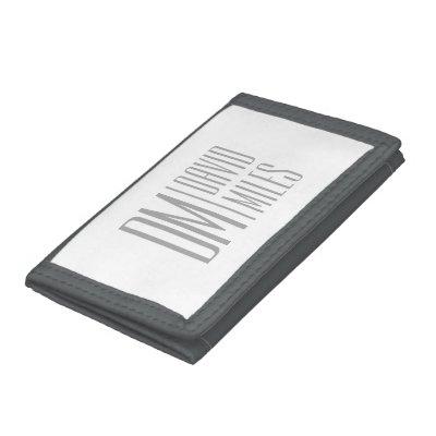 Stylish Minimal & Modern Grey Initials & Name Logo Trifold Wallet