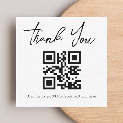 stylish minimalist  thank you business qr code   note card