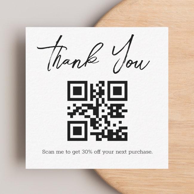 stylish minimalist thank you business qr code note card